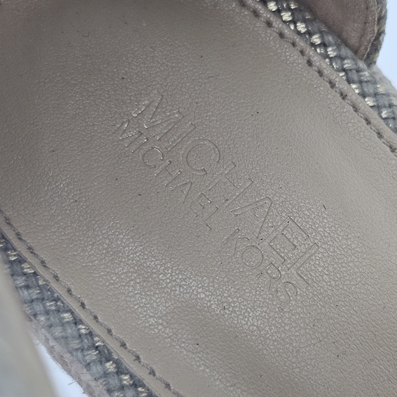 Michael Kors Damita Tan Sand Canvas Zip Wedge Espadrille Platform Sandal Sz 9.5 - Picture 9 of 12